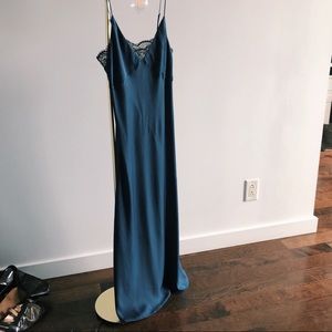 Aritzia Royal Blue Silk and Lace Slip Dress